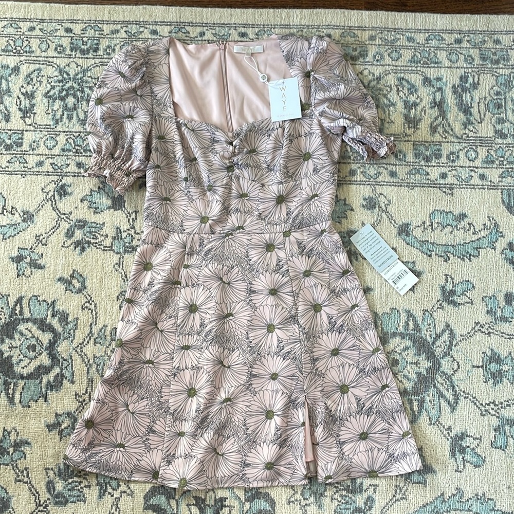 WAYF Light Pink Floral Dress